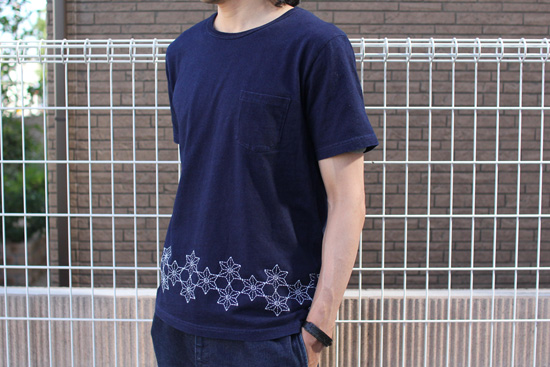 GOHEMP (ゴーヘンプ) 麻柄刺繍 半袖ポケットTシャツ