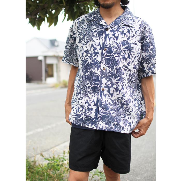 GOHEMP ( ゴーヘンプ ) 半袖シャツ MEN'S “麻朝ひょうたん” OPEN SHIRTS